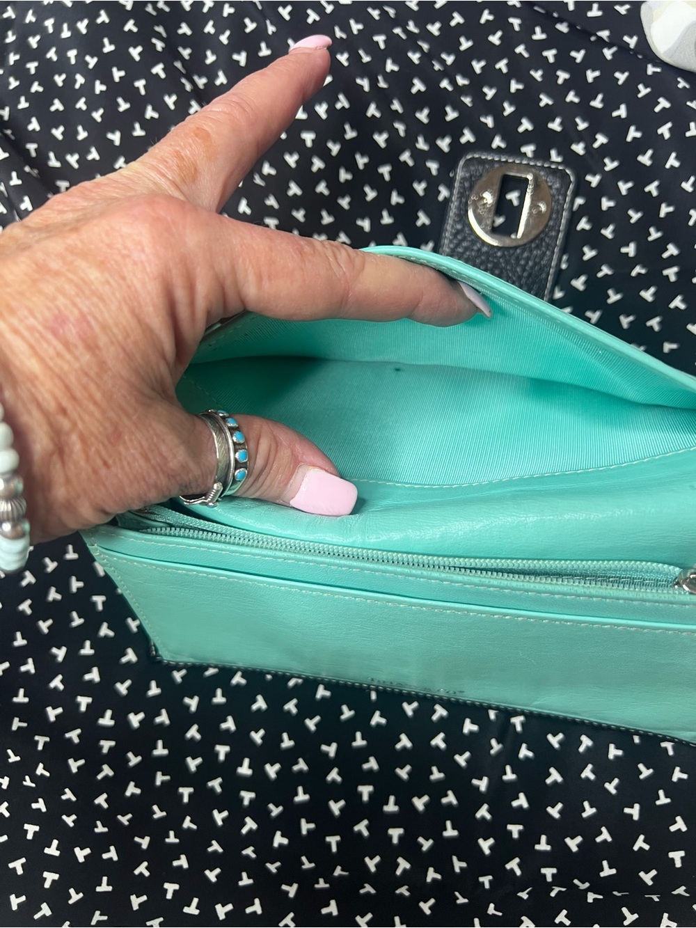 Tiffany & Co. Black Pebbled Leather Continental Wallet Tiffany Blue Interior - Picture 10 of 16